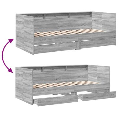 vidaXL szürke sonoma kanapéágy fiókkal matrac nélkül 75x190 cm