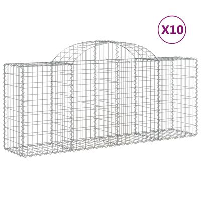 vidaXL 10 db íves horganyzott vas gabion kosár 200x50x80/100 cm