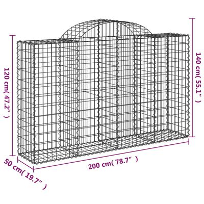 vidaXL 2 db íves horganyzott vas gabion kosár 200x50x120/140 cm