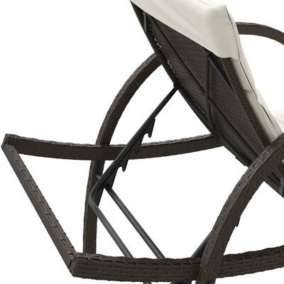 vidaXL barna polyrattan napozóágy párnával 60 x 199 x 42 cm