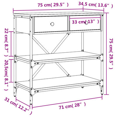 vidaXL sonoma tölgy színű szerelt fa dohányzóasztal 75 x 34,5 x 75 cm