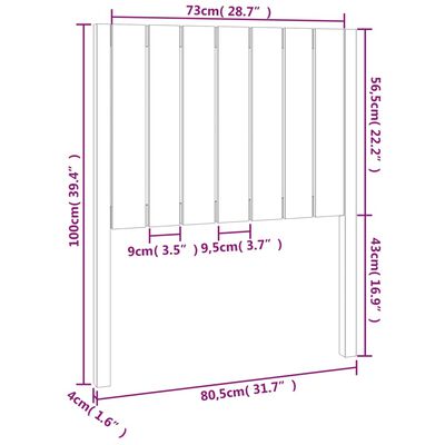 vidaXL tömör fenyőfa ágyfejtámla 80,5x4x100 cm