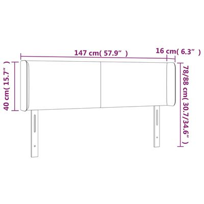 vidaXL fehér műbőr LED-es fejtámla 147x16x78/88 cm