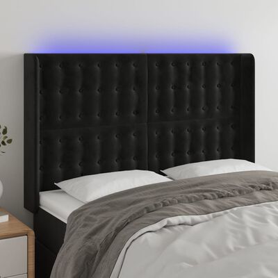 vidaXL fekete bársony LED-es fejtámla 147x16x118/128 cm