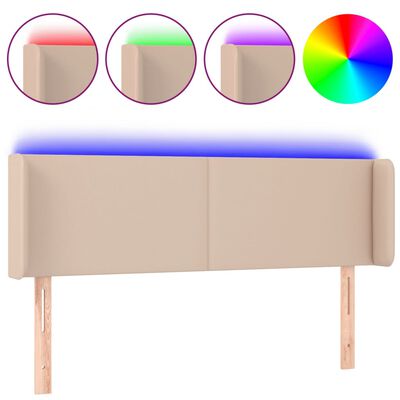 vidaXL cappuccino színű műbőr LED-es fejtámla 147x16x78/88 cm