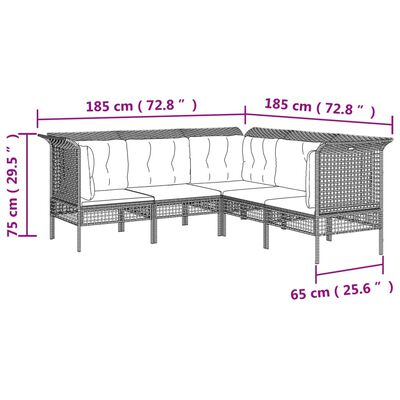 vidaXL 5 részes szürke polyrattan kerti ülőgarnitúra párnákkal