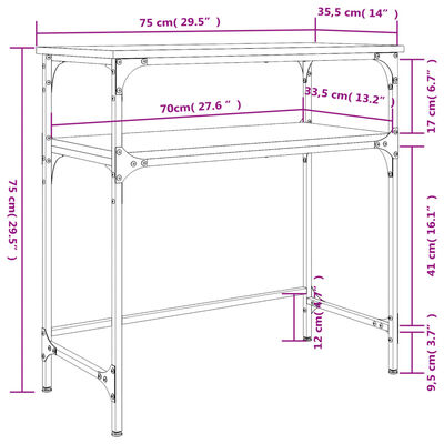 vidaXL szürke sonoma színű szerelt fa konzolasztal 75x35,5x75 cm