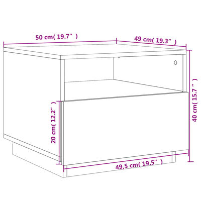 vidaXL fekete dohányzóasztal LED-lámpákkal 50x49x40 cm