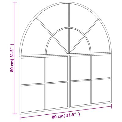 vidaXL fekete ívelt vas fali tükör 80 x 80 cm