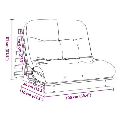 vidaXL tömör impregnált fenyőfa futon kanapéágy matraccal 100x206x11cm