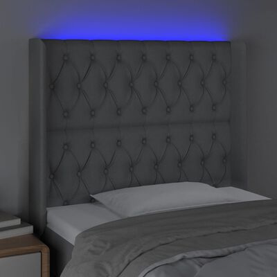 vidaXL világosszürke szövet LED-es fejtámla 93x16x118/128 cm