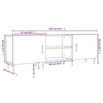 vidaXL betonszürke szerelt fa TV-szekrény 150 x 30 x 50 cm