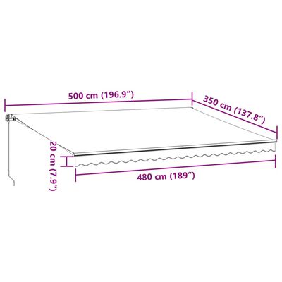 vidaXL barna kézzel kihúzható napellenző 500 x 350 cm