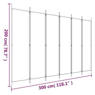 vidaXL 6 paneles fehér szövet térelválasztó 300x200 cm