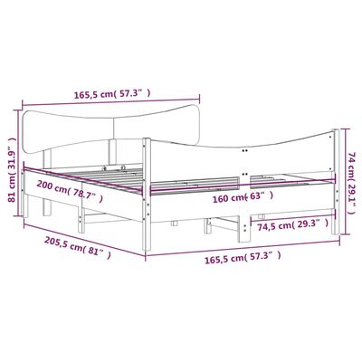 vidaXL fehér tömör fenyőfa ágy matrac nélkül 160 x 200 cm