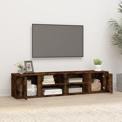 vidaXL 2 db füstös tölgy színű szerelt fa TV-szekrény 80x31,5x36 cm