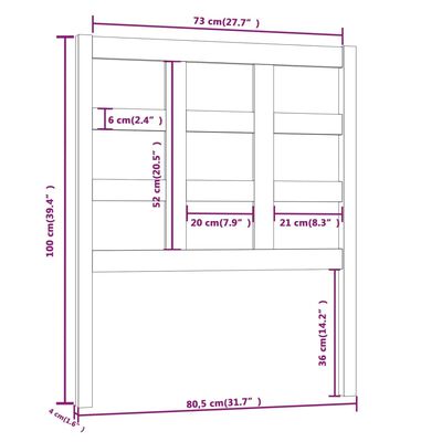 vidaXL szürke tömör fenyőfa ágyfejtámla 80,5 x 4 x 100 cm