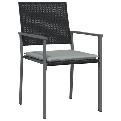 vidaXL 2 db fekete polyrattan kerti szék párnával 56 x 62,5 x 89 cm