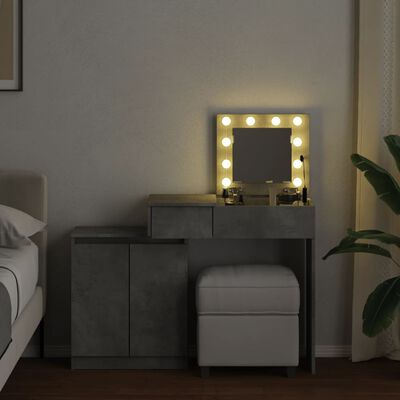 vidaXL betonszürke fésülködőasztal LED-del 115 x 37 x 110,5 cm