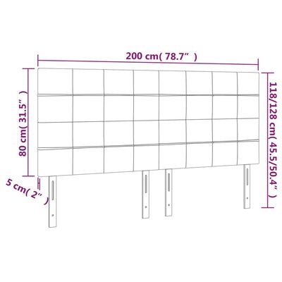 vidaXL sötétzöld bársony LED-es fejtámla 200x5x118/128 cm