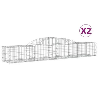 vidaXL 2 db íves horganyzott vas gabion kosár 300x50x40/60 cm