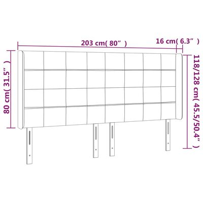 vidaXL sötétzöld bársony LED-es fejtámla 203x16x118/128 cm