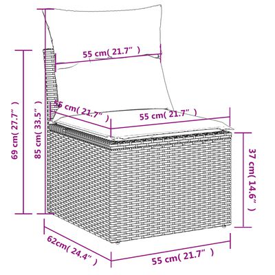 vidaXL 5 részes bézs polyrattan kerti ülőgarnitúra párnákkal