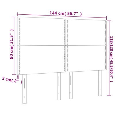 vidaXL világosszürke bársony LED-es fejtámla 144x5x118/128 cm