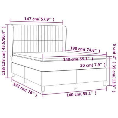 vidaXL sötétzöld bársony rugós ágy matraccal 140x190 cm