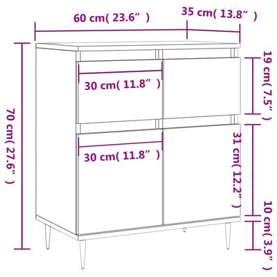 vidaXL sonoma tölgy színű szerelt fa tálalóasztal 60 x 35 x 70 cm