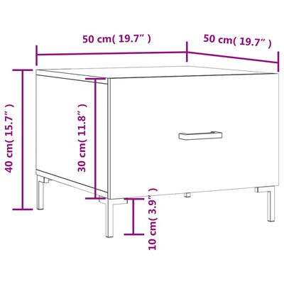 vidaXL szürke sonoma színű szerelt fa dohányzóasztal 50x50x40 cm