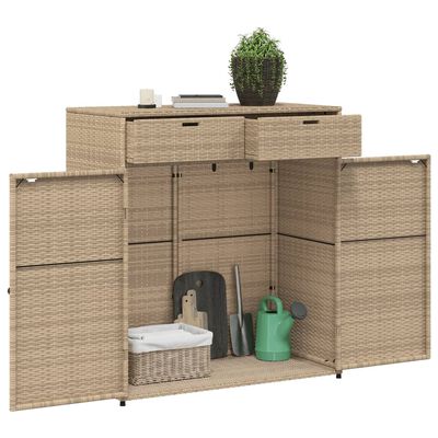 vidaXL bézs polyrattan kerti tárolószekrény 105 x 55 x 113 cm