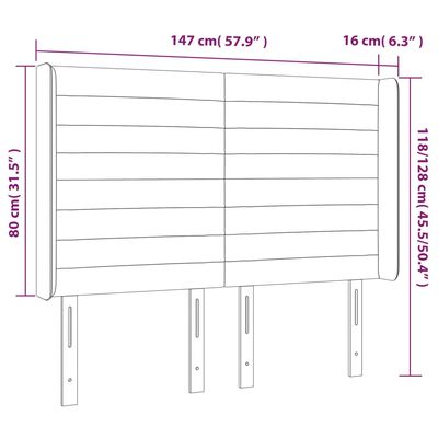 vidaXL sötétszürke bársony LED-es fejtámla 147x16x118/128 cm