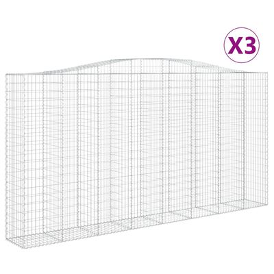 vidaXL 3 db íves horganyzott vas gabion kosár 400x50x200/220 cm