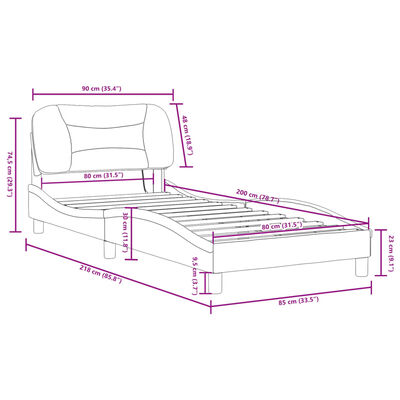 vidaXL fekete szövet ágykeret LED-világítással 80 x 200 cm