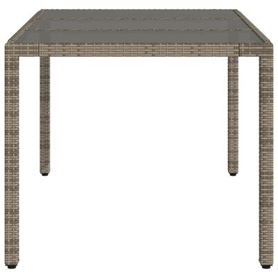 vidaXL szürke polyrattan üveglapos kerti asztal 150 x 90 x 75 cm