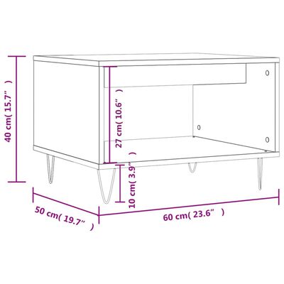 vidaXL fekete szerelt fa dohányzóasztal 60x50x40 cm