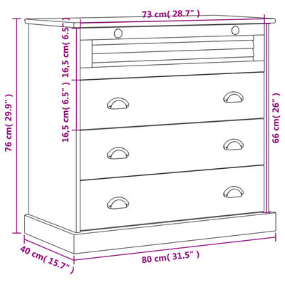 vidaXL VIGO tömör fenyőfa komód 80x40x76 cm