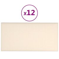 vidaXL 12 db krémszínű bársony fali panel 30 x 15 cm 0,54 m²