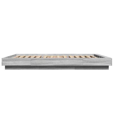 vidaXL szürke sonoma színű szerelt fa ágykeret LED-del 140x200 cm