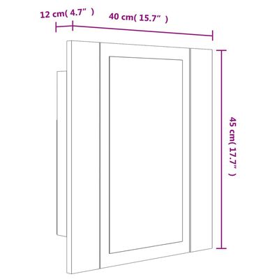 vidaXL füstöstölgy színű szerelt fa LED-es tükrös szekrény 40x12x45 cm