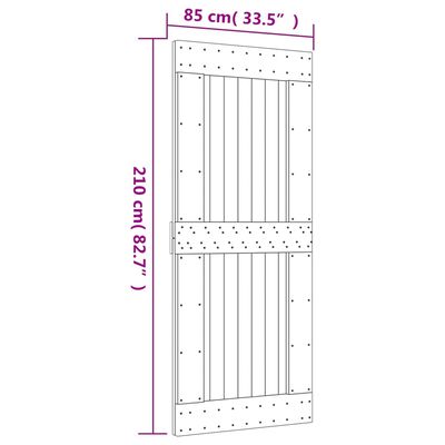 vidaXL tömör fenyőfa tolóajtó fémszerelék szettel 85x210 cm