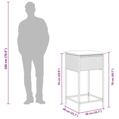 vidaXL 5 részes szürke polyrattan kerti bárszett párnákkal