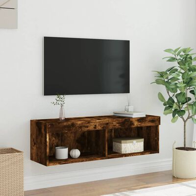 vidaXL füstös tölgy színű TV-szekrény LED-világítással 100x30x30 cm