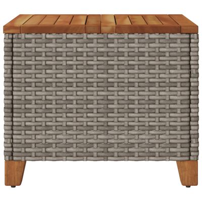 vidaXL szürke polyrattan és akácfa kerti asztal 45 x 45 x 37 cm