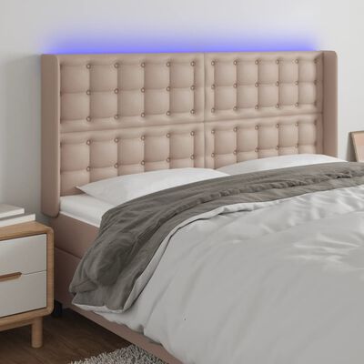 vidaXL cappuccino műbőr LED-es fejtámla 203x16x118/128 cm