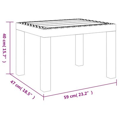 vidaXL fehér PP kerti asztal 59 x 47 x 40 cm