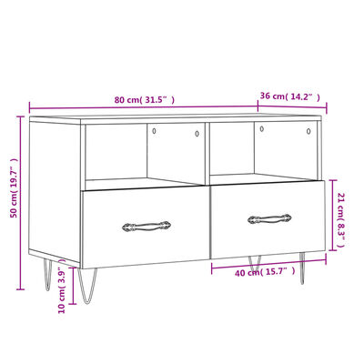 vidaXL füstös tölgy színű szerelt fa TV-szekrény 80 x 36 x 50 cm