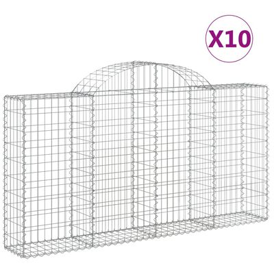 vidaXL 10 db íves horganyzott vas gabion kosár 200x30x100/120 cm