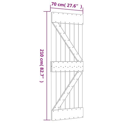 vidaXL tömör fenyőfa tolóajtó fémszerelék szettel 70 x 210 cm